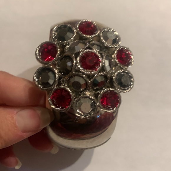 WBM Red & Silver Rhinestone Cuff bracelet NWT - Picture 3 of 4